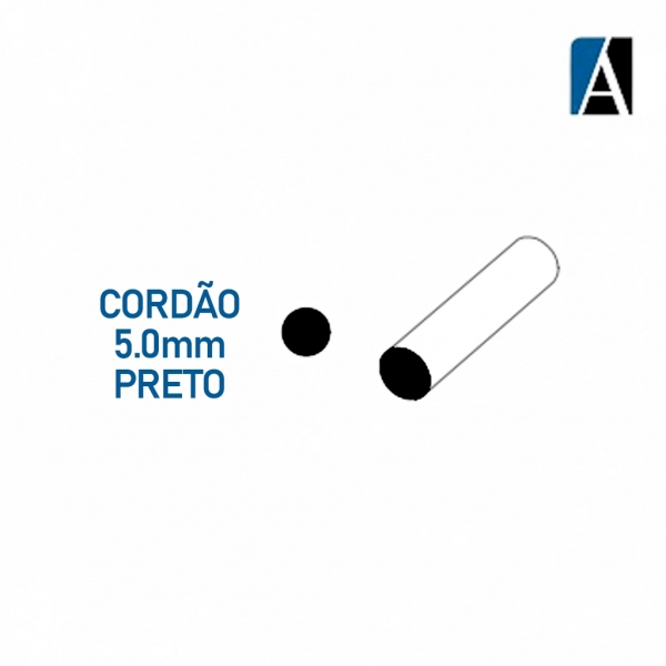 BORRACHA ECOPVC CORDÃO 5.0MM-PRETO (50MTS)