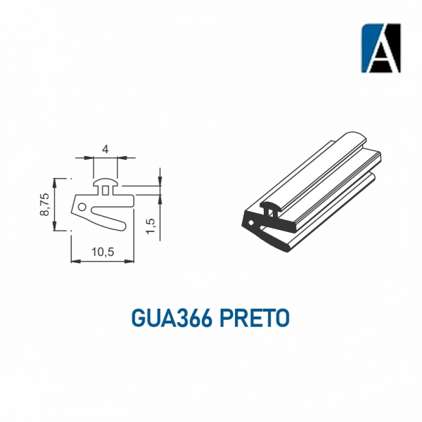 GUA 366 - PRETA - BORRACHA GUA366 ECO PVC (50MTS) PTO