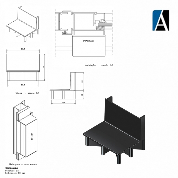TMM48-012 - TAMPA MONTANTE GOLD NYL402 LG053 PTO