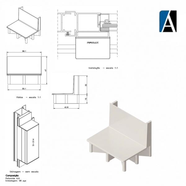 TMM48-016 - TAMPA MONTANTE GOLD NYL402 LG053 BCO