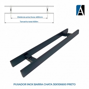 0000000000622 - PUXADOR INOX BARRA CHATA 30X10X600 PRETO