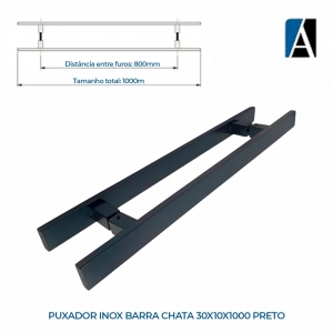 PXP30101000IPT - PUXADOR INOX BARRA CHATA 30X10X1000 PRETO