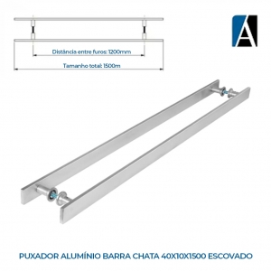 APUX15002 - PUXADOR ALUMÍNIO BARRA CHATA 40X10X1500 ESCOVADO