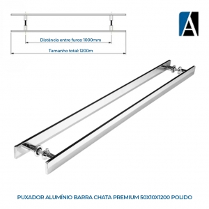 PUX120011 - PUXADOR ALUMÍNIO BARRA CHATA PREMIUM 50X10X1200 POLIDO