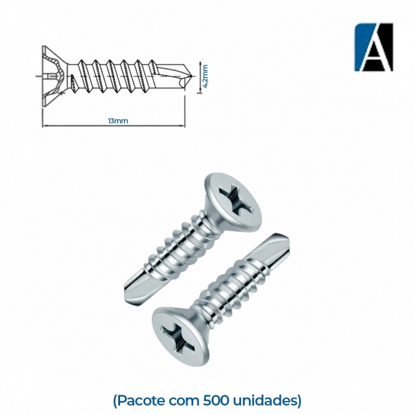 PARCH42X13500 - PARAFUSO CABECA CHATA AUTO ATA. 4,2X13 (500UN)